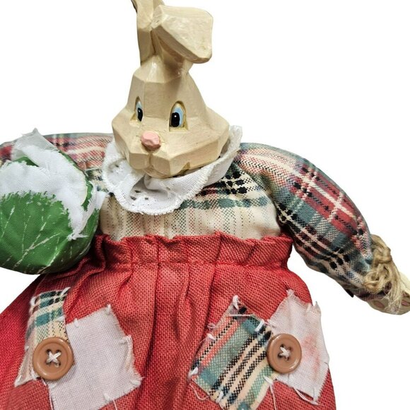 Vintage Russ Country Bunny Doll Red Dress Plaid Outfit Cabbage No markings - Picture 2 of 9